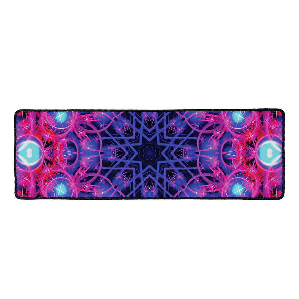 Purple And Blue Light Mandala Print Long Kitchen Mat