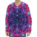 Purple And Blue Light Mandala Print Long Sleeve Baseball Jersey