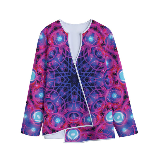 Purple And Blue Light Mandala Print Long Sleeve Short Coat