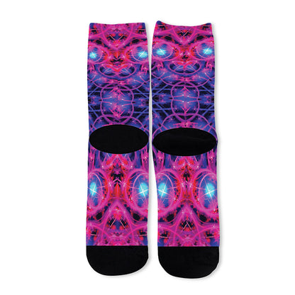 Purple And Blue Light Mandala Print Long Socks