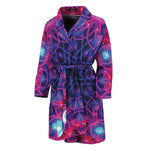 Purple And Blue Light Mandala Print Men's Bathrobe