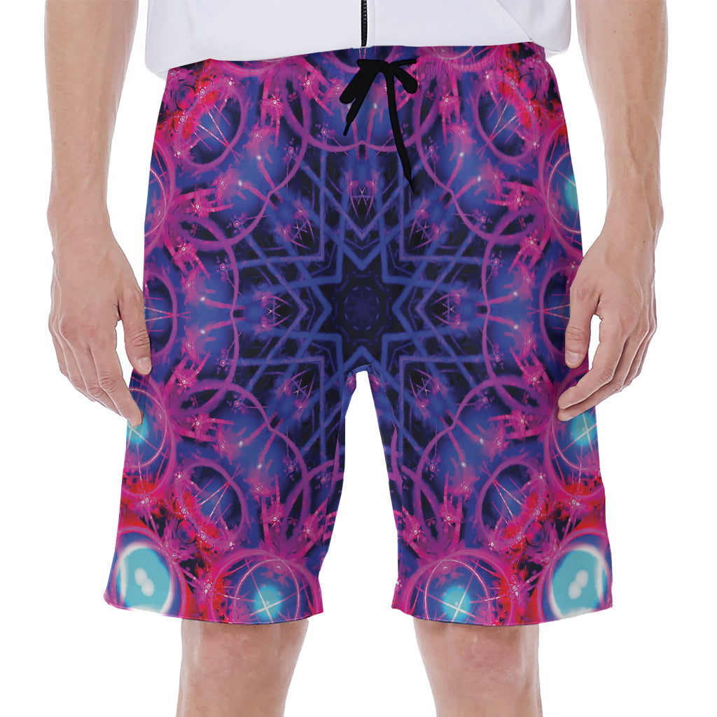Purple And Blue Light Mandala Print Men's Beach Shorts