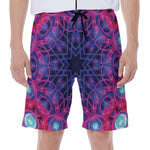 Purple And Blue Light Mandala Print Men's Beach Shorts