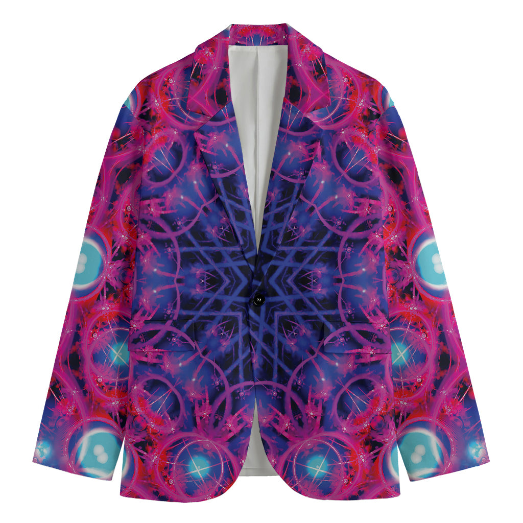 Purple And Blue Light Mandala Print Men's Blazer