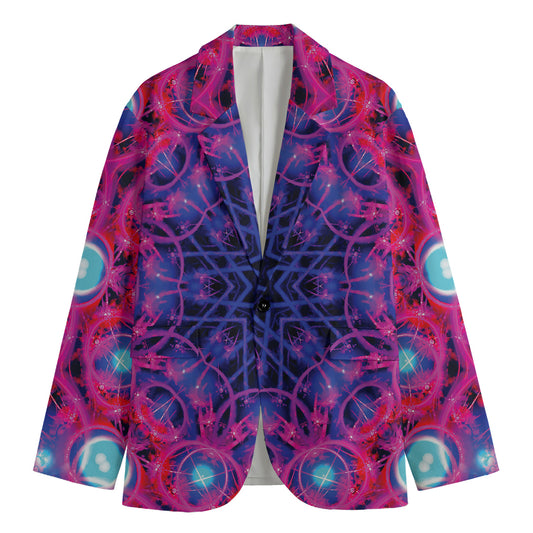 Purple And Blue Light Mandala Print Men's Blazer