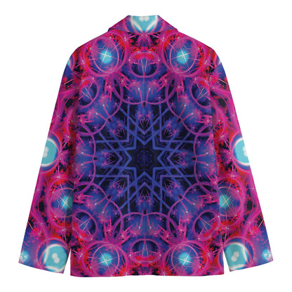 Purple And Blue Light Mandala Print Men's Blazer