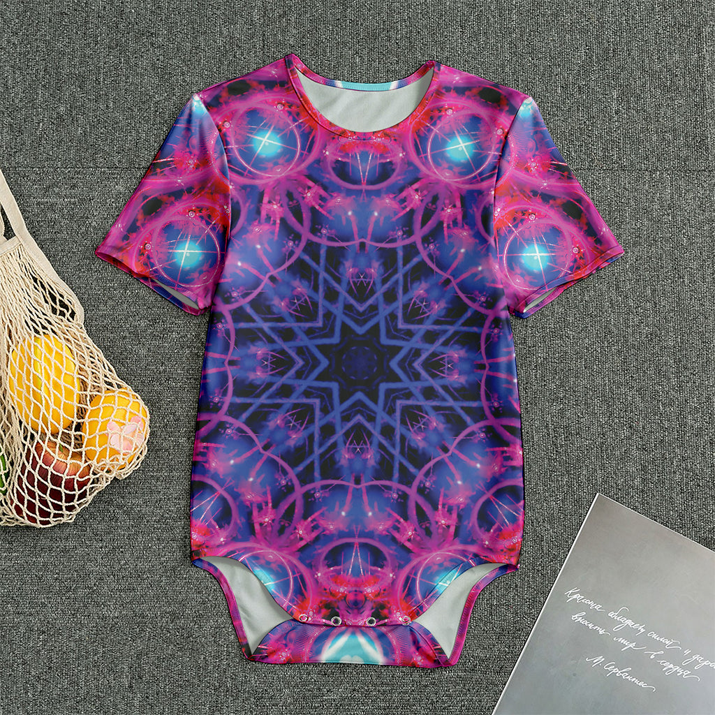 Purple And Blue Light Mandala Print Men's Bodysuit