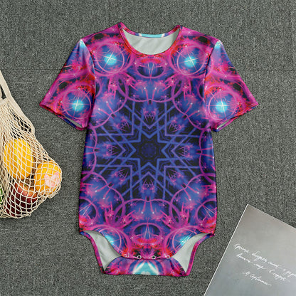 Purple And Blue Light Mandala Print Men's Bodysuit