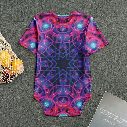 Purple And Blue Light Mandala Print Men's Bodysuit