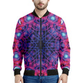 Purple And Blue Light Mandala Print Men's Bomber Jacket