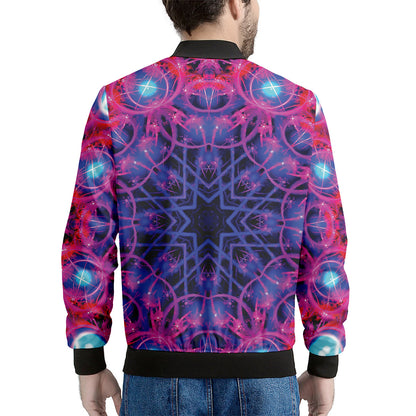 Purple And Blue Light Mandala Print Men's Bomber Jacket