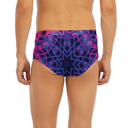 Purple And Blue Light Mandala Print Men's Briefs