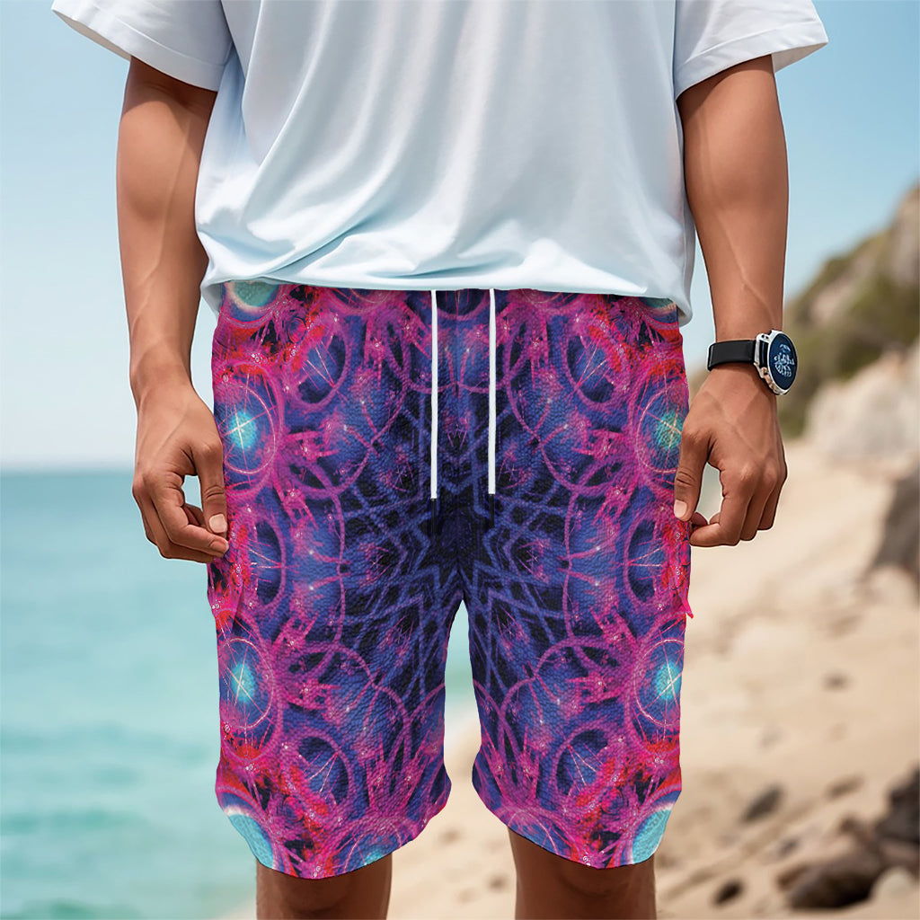 Purple And Blue Light Mandala Print Men's Cargo Shorts