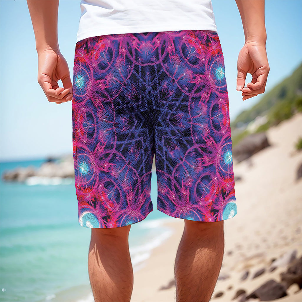 Purple And Blue Light Mandala Print Men's Cargo Shorts