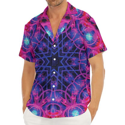 Purple And Blue Light Mandala Print Men's Deep V-Neck Shirt