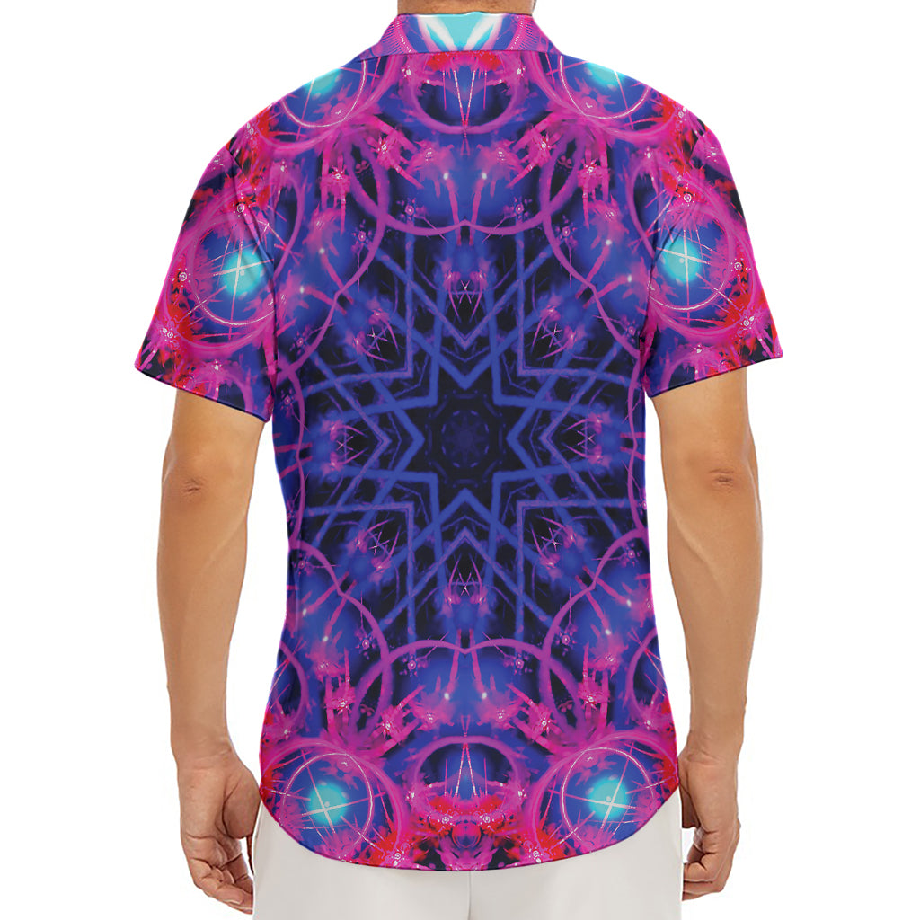Purple And Blue Light Mandala Print Men's Deep V-Neck Shirt