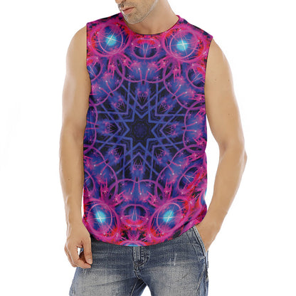 Purple And Blue Light Mandala Print Men's Fitness Tank Top