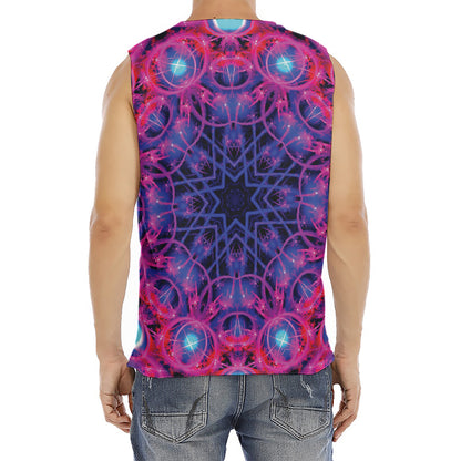 Purple And Blue Light Mandala Print Men's Fitness Tank Top