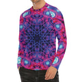 Purple And Blue Light Mandala Print Men's Long Sleeve Rash Guard