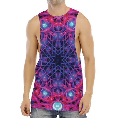 Purple And Blue Light Mandala Print Men's Muscle Tank Top