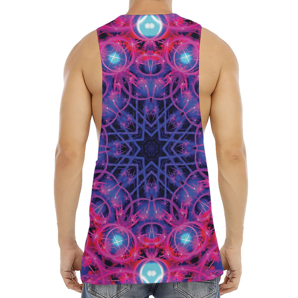 Purple And Blue Light Mandala Print Men's Muscle Tank Top
