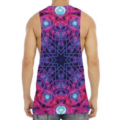 Purple And Blue Light Mandala Print Men's Muscle Tank Top