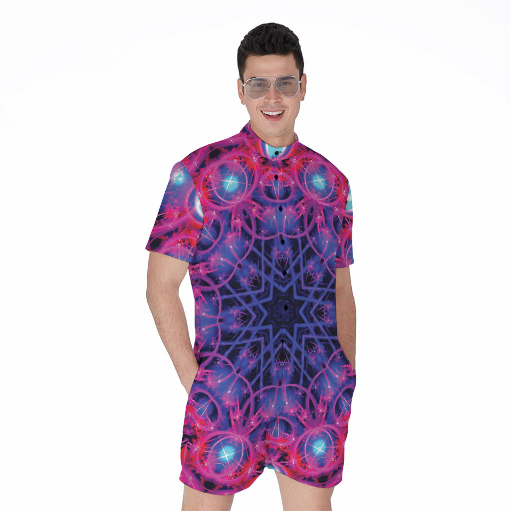 Purple And Blue Light Mandala Print Men's Rompers
