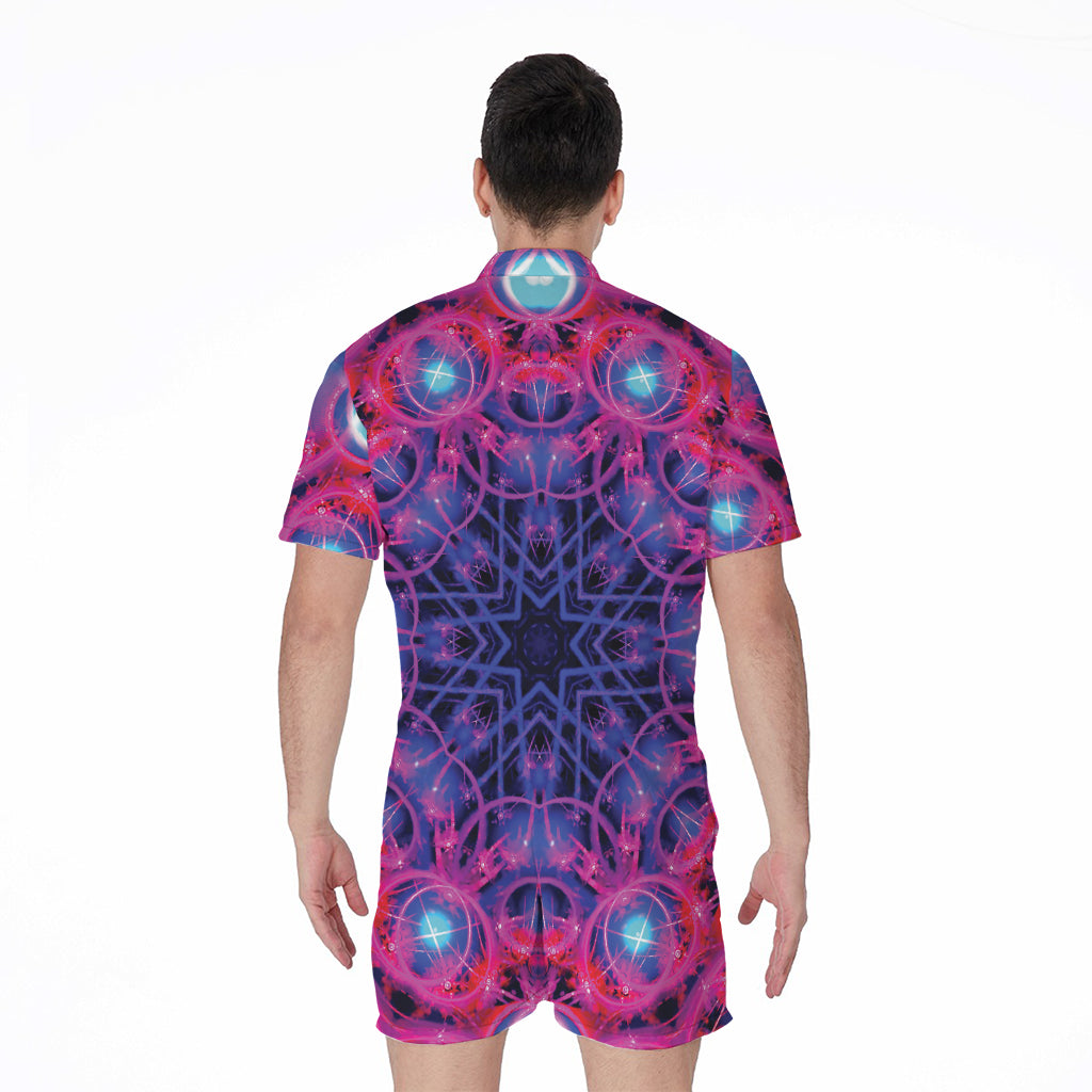 Purple And Blue Light Mandala Print Men's Rompers