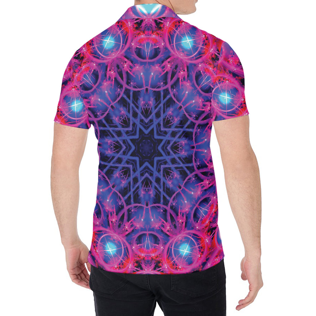 Purple And Blue Light Mandala Print Men's Shirt