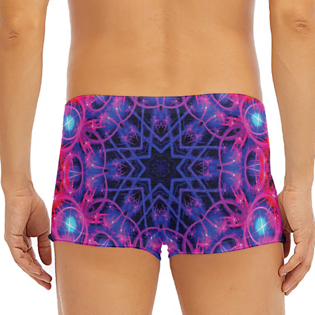 Purple And Blue Light Mandala Print Men's Short Boxer Briefs