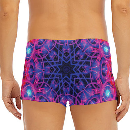 Purple And Blue Light Mandala Print Men's Short Boxer Briefs