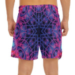Purple And Blue Light Mandala Print Men's Split Running Shorts