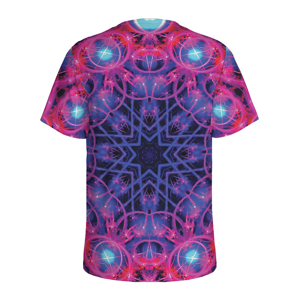 Purple And Blue Light Mandala Print Men's Sports T-Shirt