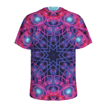 Purple And Blue Light Mandala Print Men's Sports T-Shirt