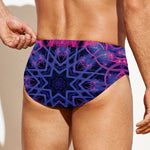 Purple And Blue Light Mandala Print Men's Swim Briefs