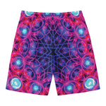 Purple And Blue Light Mandala Print Men's Swim Trunks