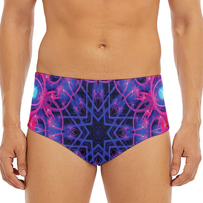 Purple And Blue Light Mandala Print Men's Triangle Swim Briefs