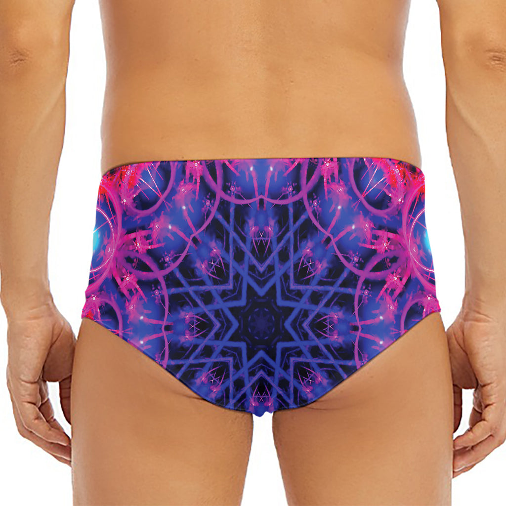 Purple And Blue Light Mandala Print Men's Triangle Swim Briefs