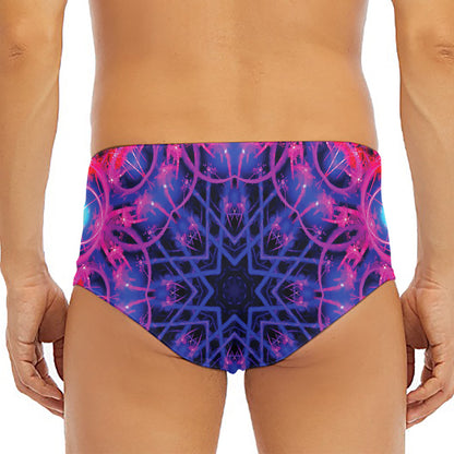 Purple And Blue Light Mandala Print Men's Triangle Swim Briefs
