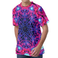 Purple And Blue Light Mandala Print Men's Velvet T-Shirt