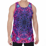 Purple And Blue Light Mandala Print Men's Velvet Tank Top