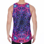 Purple And Blue Light Mandala Print Men's Velvet Tank Top