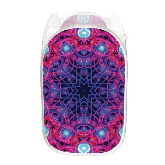 Purple And Blue Light Mandala Print Mesh Laundry Hamper