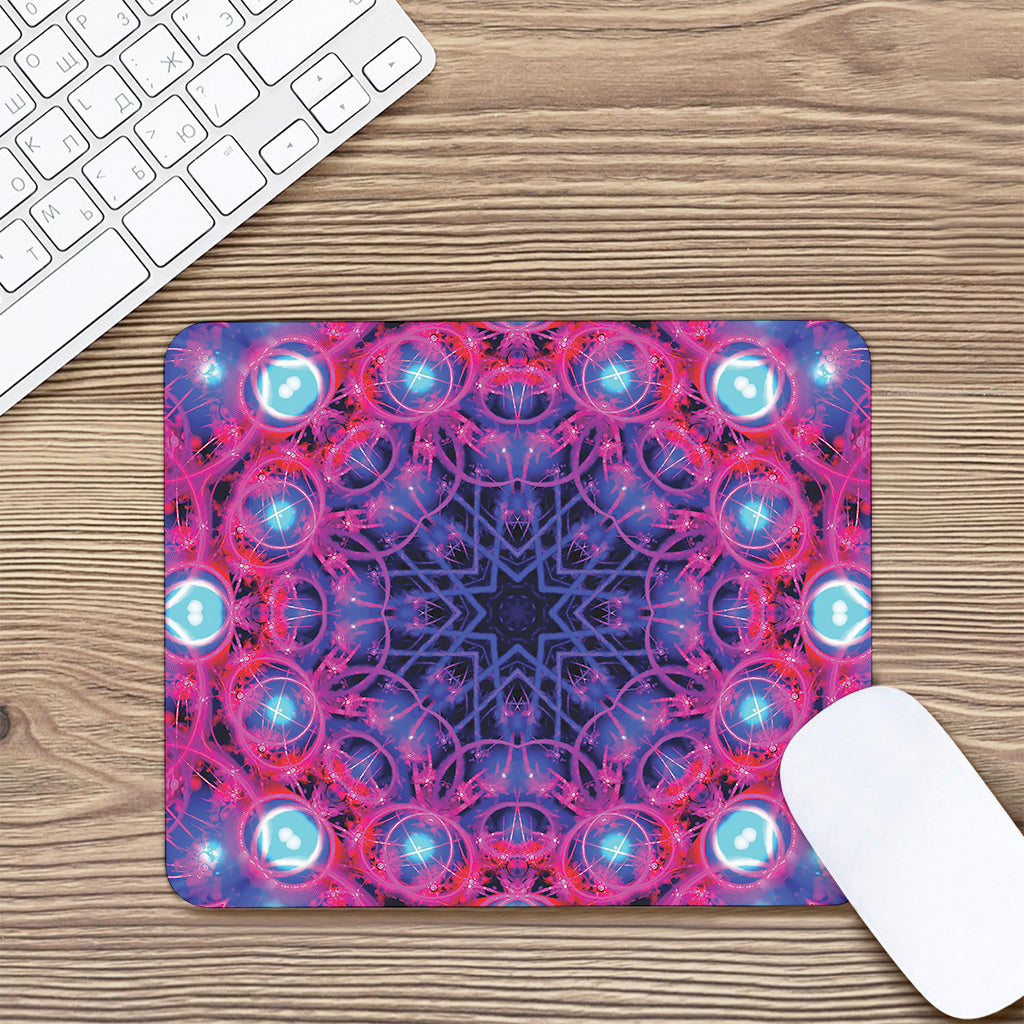 Purple And Blue Light Mandala Print Mouse Pad