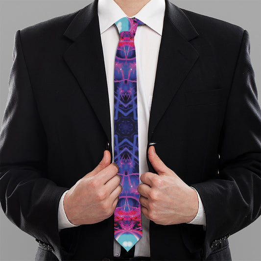 Purple And Blue Light Mandala Print Necktie