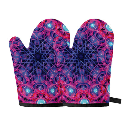 Purple And Blue Light Mandala Print Oven Mitts