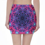 Purple And Blue Light Mandala Print Pencil Mini Skirt