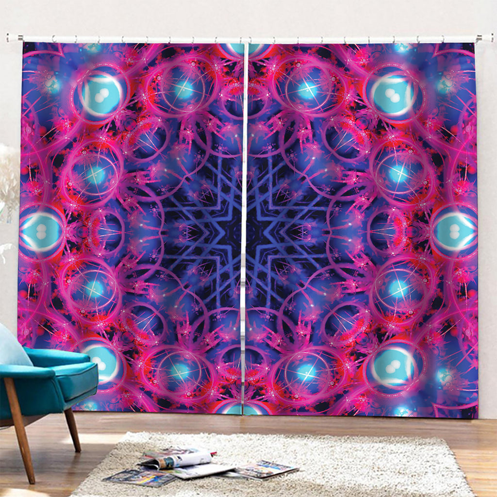 Purple And Blue Light Mandala Print Pencil Pleat Curtains