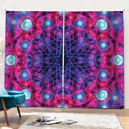 Purple And Blue Light Mandala Print Pencil Pleat Curtains