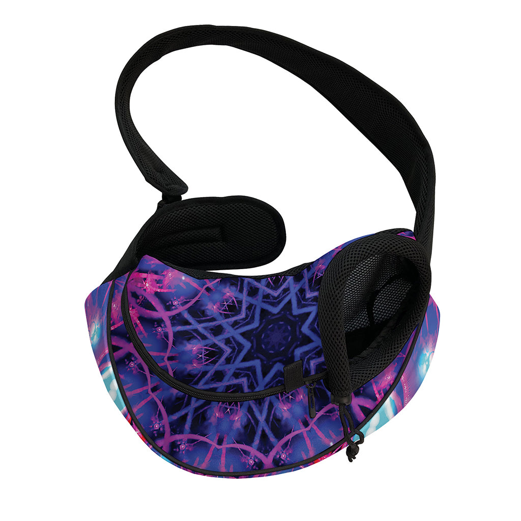 Purple And Blue Light Mandala Print Pet Sling Carrier